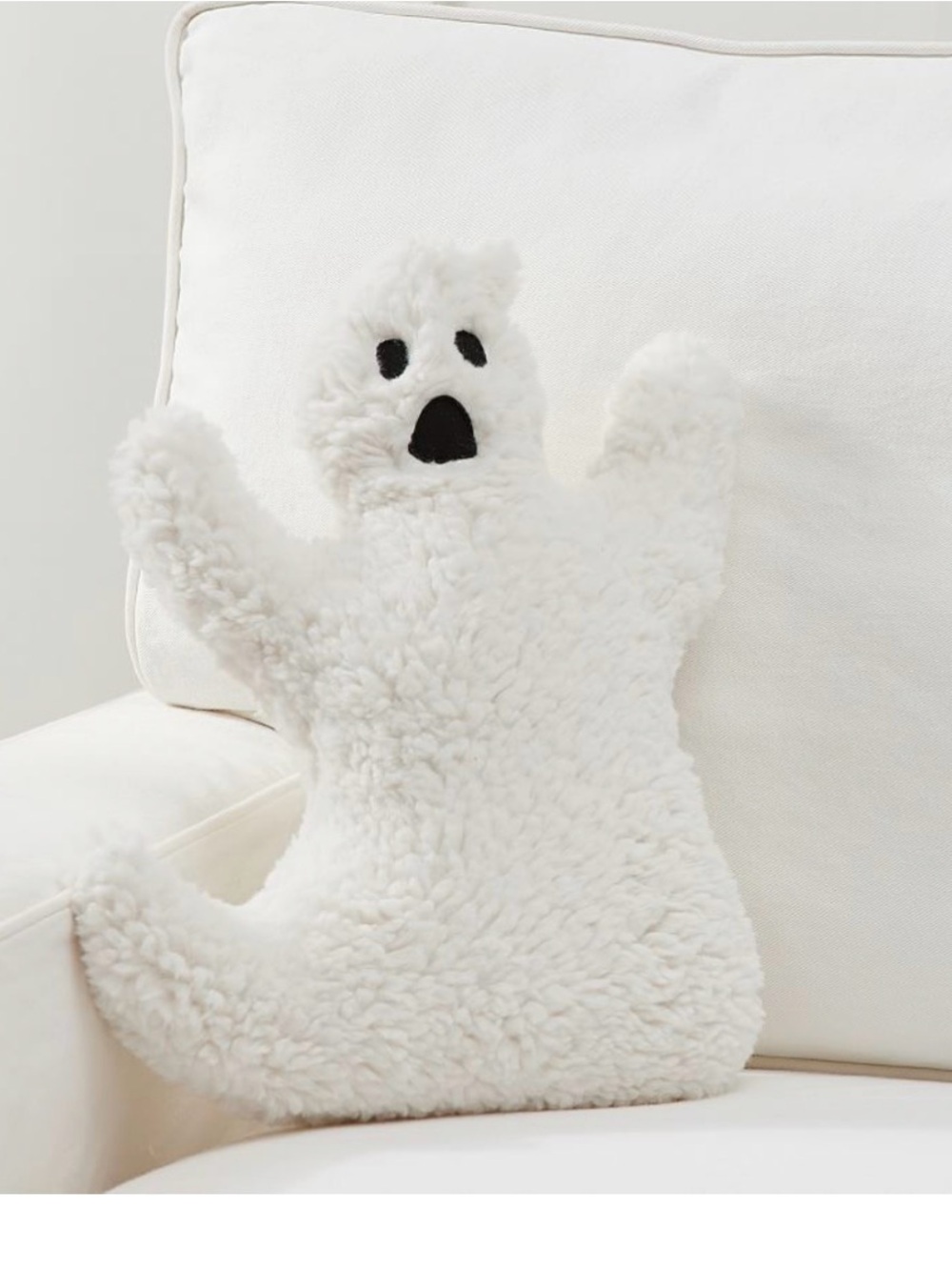 Pottery Barn Ghost Shaped Pillow, 15", Ivory NWT